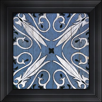 Framed Oxford II Indigo and Cream Print