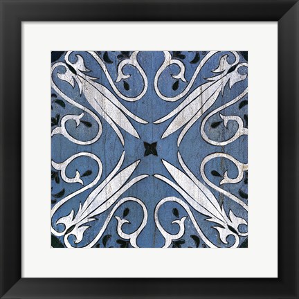 Framed Oxford II Indigo and Cream Print