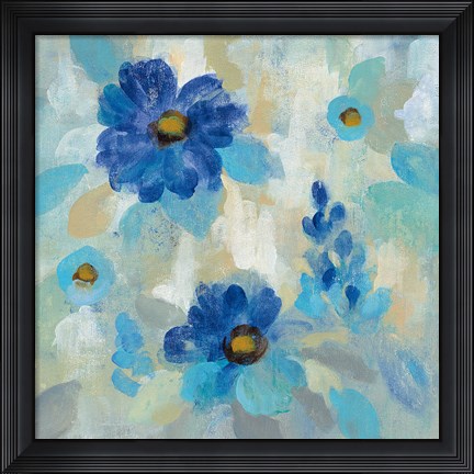 Framed Blue Flowers Whisper II Print