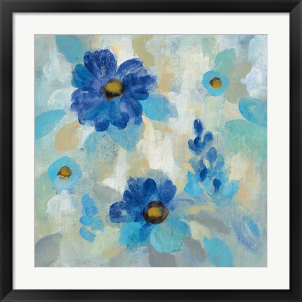 Framed Blue Flowers Whisper II Print