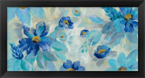 Framed Blue Flowers Whisper I Print