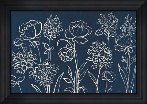 Framed Indigo Floral I Print