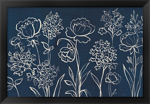 Framed Indigo Floral I Print