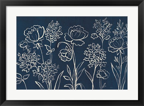 Framed Indigo Floral I Print