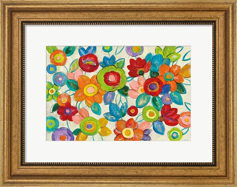 Framed Decorative Flowers Bright Print