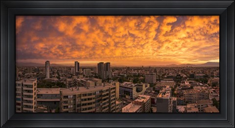 Framed Cityscape at Sunset, Santiago, Chile Print