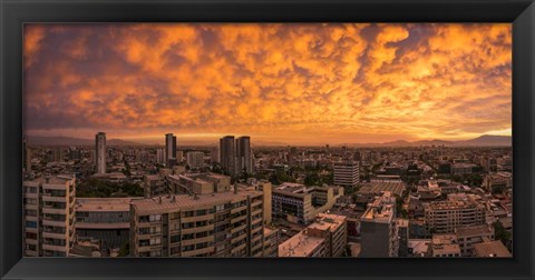 Framed Cityscape at Sunset, Santiago, Chile Print