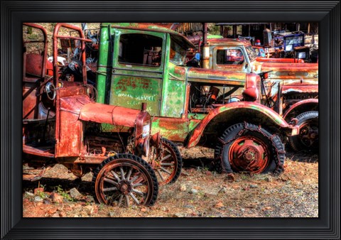 Framed Abandoned Trucks, Arizona Print
