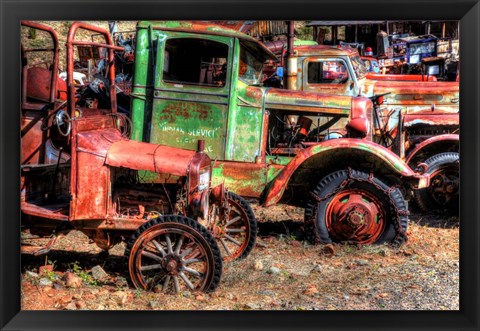 Framed Abandoned Trucks, Arizona Print