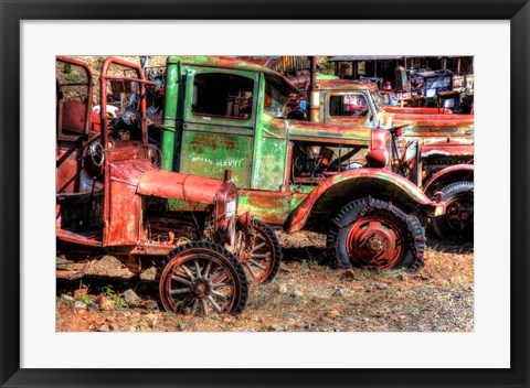 Framed Abandoned Trucks, Arizona Print