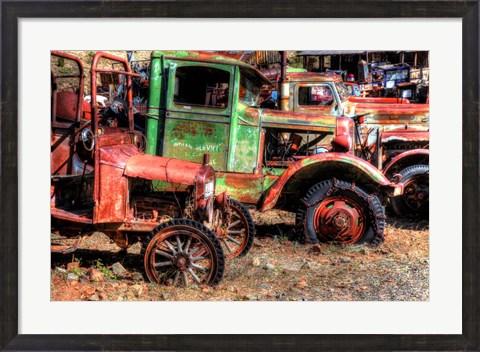 Framed Abandoned Trucks, Arizona Print
