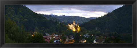 Framed Bran Castle Illuminted, Transylvania, Romania Print