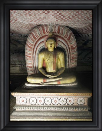 Framed Buddha Statue, Dambulla Cave Temple, Sri Lanka Print