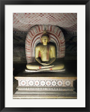 Framed Buddha Statue, Dambulla Cave Temple, Sri Lanka Print