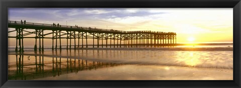 Framed Pier at Sunset, Crystal Pier, Pacific Beach, San Diego, California Print