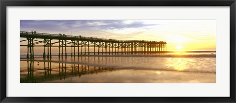 Framed Pier at Sunset, Crystal Pier, Pacific Beach, San Diego, California Print