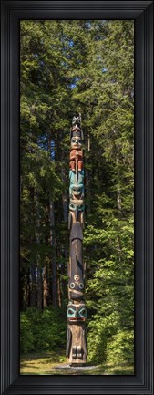 Framed Totem Pole in Forest, Sitka, Southeast Alaska Print