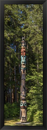 Framed Totem Pole in Forest, Sitka, Southeast Alaska Print