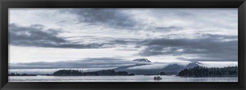 Framed Fishing Boat and Mt Edgecumbe, Sitka, Southeast Alaska Print