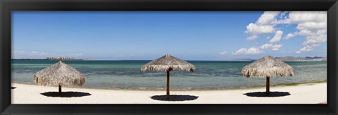 Framed Sun Shade on the Beach of La Paz, Baja California Sur, Mexico Print