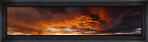 Framed Red Sky Stormy Sunset  in Taos, New Mexico Print