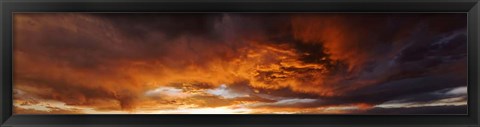 Framed Red Sky Stormy Sunset  in Taos, New Mexico Print