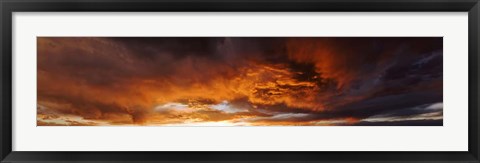 Framed Red Sky Stormy Sunset  in Taos, New Mexico Print