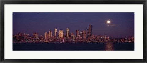 Framed Seattle Skyline at Night, Seattle Print