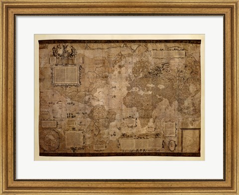 Framed Map of the World, c.1500&#39;s (antique style) Print