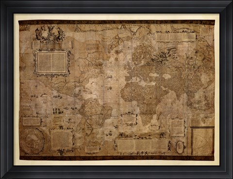 Framed Map of the World, c.1500&#39;s (antique style) Print
