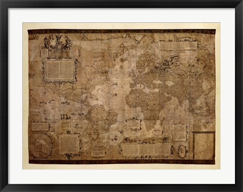 Framed Map of the World, c.1500&#39;s (antique style) Print