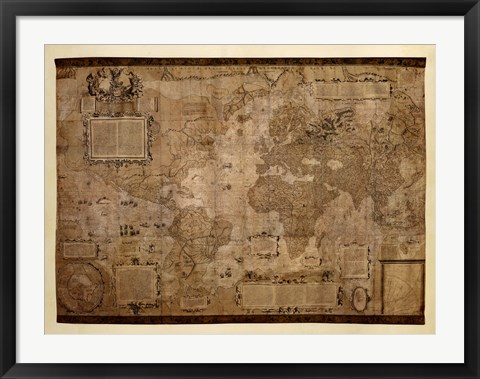 Framed Map of the World, c.1500&#39;s (antique style) Print