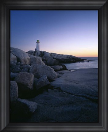 Framed Peggys Cove Lighthouse at Night, Nova Scotia, Canada Print