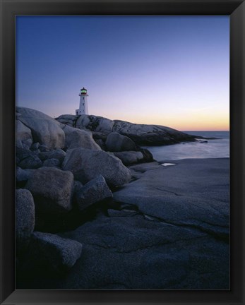 Framed Peggys Cove Lighthouse at Night, Nova Scotia, Canada Print