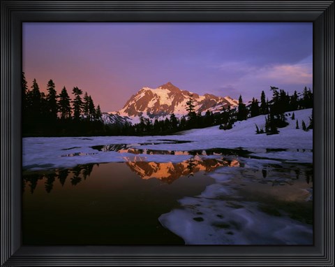 Framed Picture Lake at Sunset, Cascade National Park, Washington Print