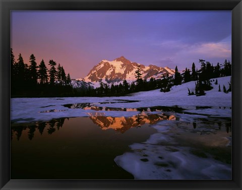 Framed Picture Lake at Sunset, Cascade National Park, Washington Print