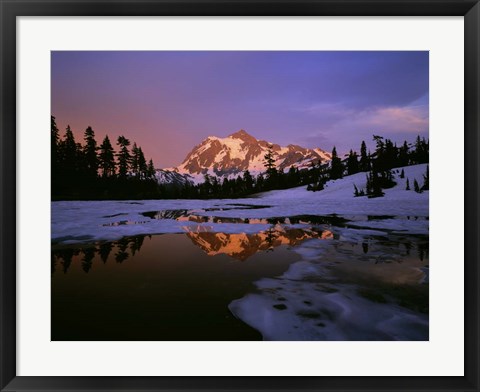 Framed Picture Lake at Sunset, Cascade National Park, Washington Print