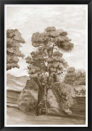 Framed Sepia French Wall Paper II Print