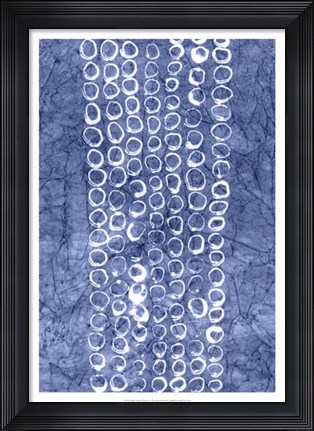 Framed Indigo Primitive Patterns I Print