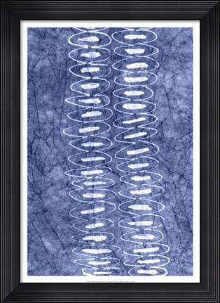 Framed Indigo Primitive Patterns II Print