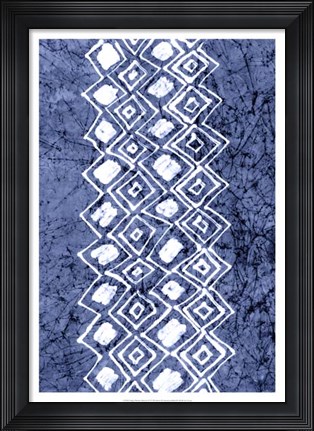Framed Indigo Primitive Patterns IV Print