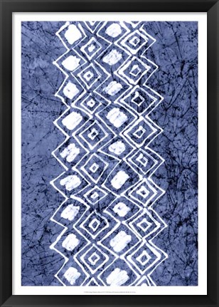 Framed Indigo Primitive Patterns IV Print
