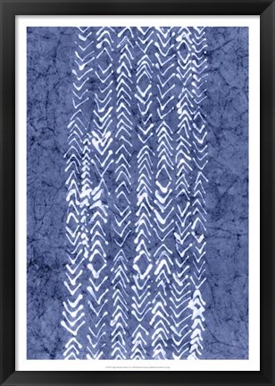 Framed Indigo Primitive Patterns V Print