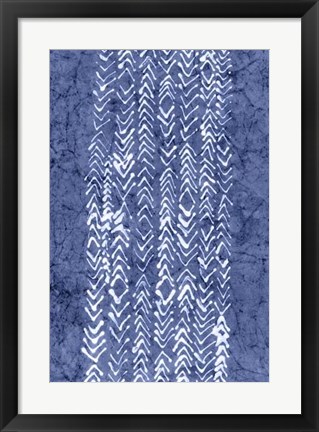 Framed Indigo Primitive Patterns V Print