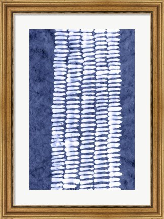 Framed Indigo Primitive Patterns VII Print