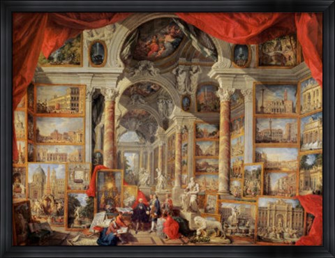 Framed Views of Modern Rome 18th Century Print