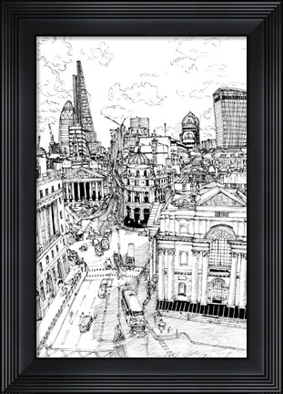 Framed B&amp;W City Scene III Print
