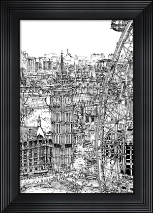 Framed B&amp;W City Scene IV Print