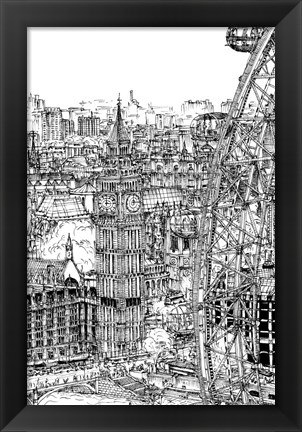 Framed B&amp;W City Scene IV Print