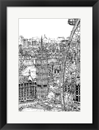 Framed B&amp;W City Scene IV Print